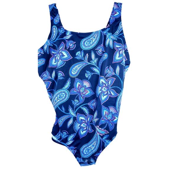 Lands' End Other - Lands' End Women's Plus 20W One Piece Swimsuit Navy Paisley Floral NWOT UPF 50